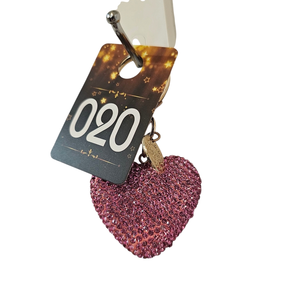 PINK CRYSTALIZED/SEQUINED PINK HEART BAG CHARM
